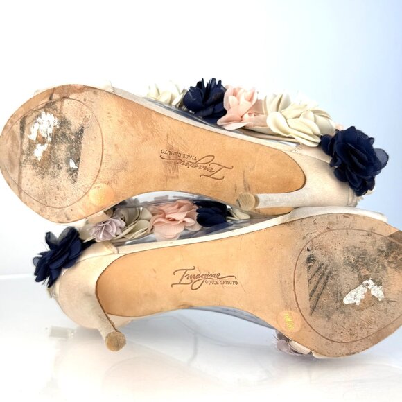 Imagine Vince Camuto Daphne Ivory 3D Floral Stiletto Heels 9.5M Bridal Wedding - Picture 12 of 13